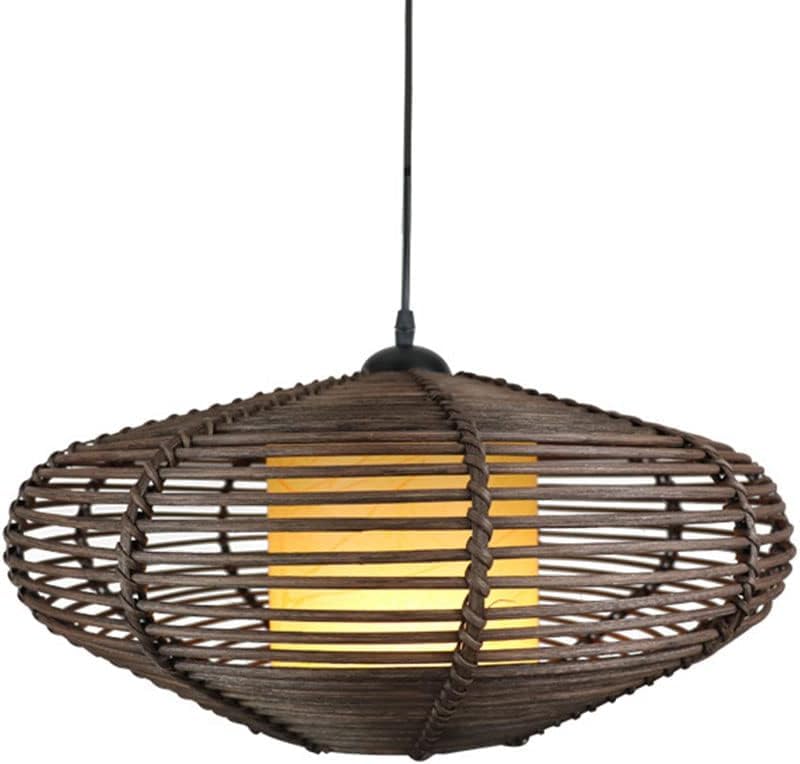 Lustre en rotin marron pour illuminer votre table de restaurant et salle à manger