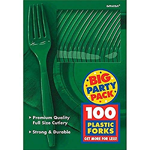 Big Party Pack Plastic Forks | Festive Green | 100 ct. | Party Supply