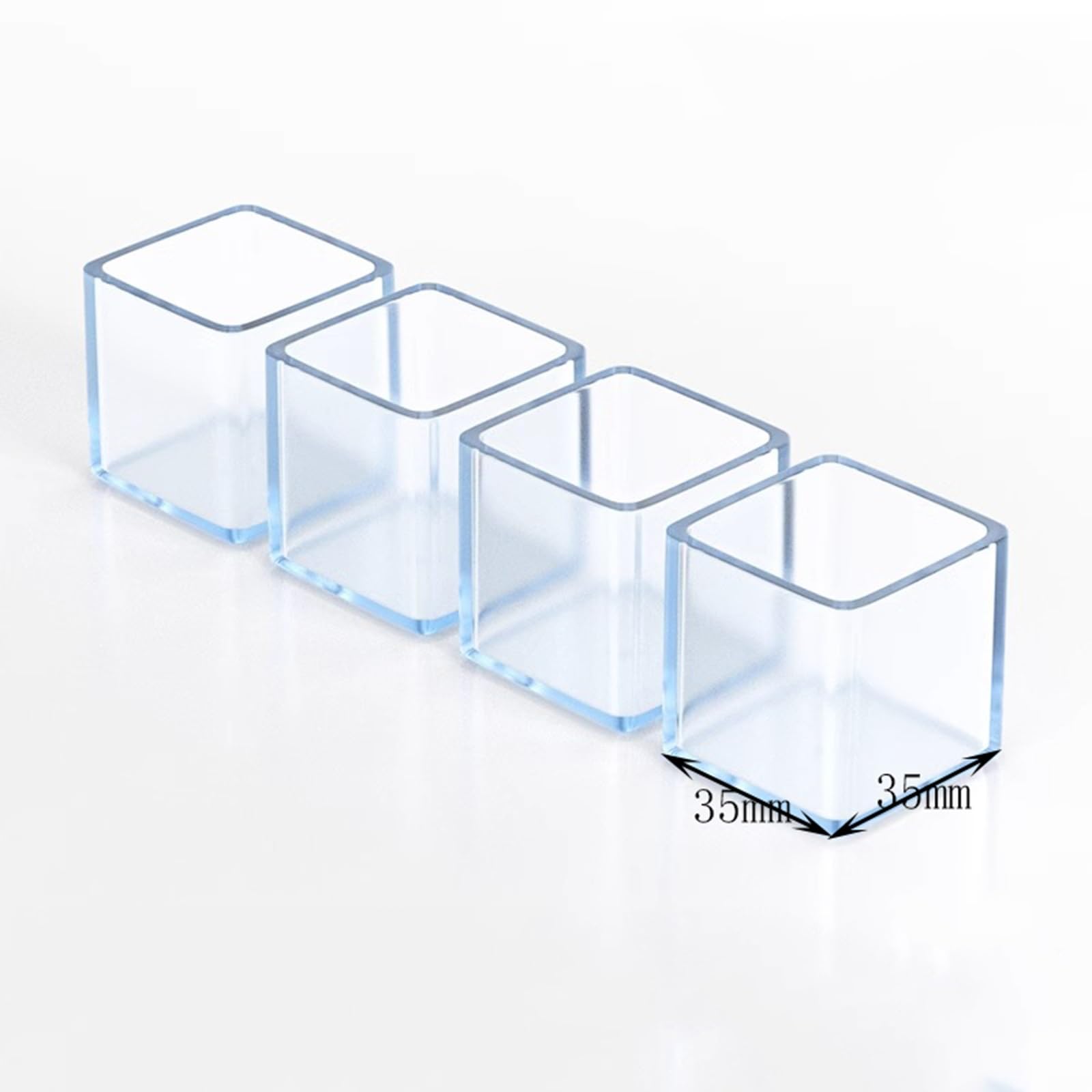 4 sztuki kwadratowych, przezroczystych silikonowych ochraniaczy na nogi krzeseł, mobilnych osłon na nogi stołów, zapobiegających zarysowaniom podłóg z twardego drewna i redukujących hałas(35 * 35mm)