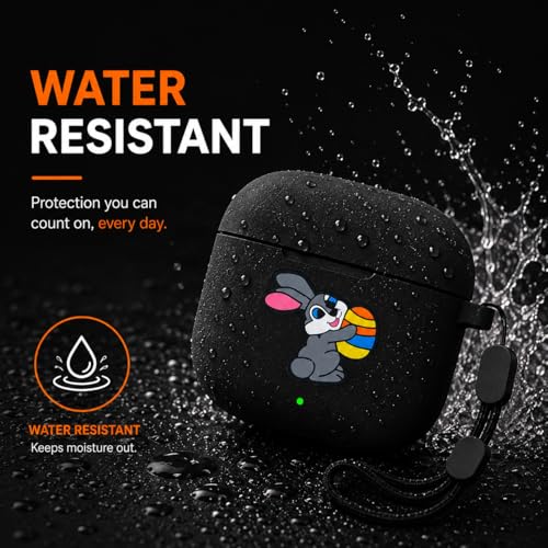 Image of Anvique Silicone Case Cover for Oneplus Nord Buds 4 Pro, Scratch Resistance, Shock Absorption, with Premium Carabiner (Rabbit Lanyard)