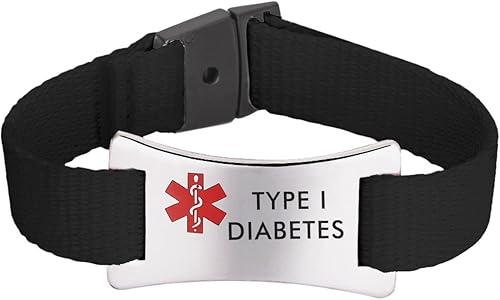 Miniatura 44 de mnmoom Pulseras de alerta médica para mujeres y hombres, pulseras médicas de lona fáciles de usar, ajustables de 5 a 8 pulgadas