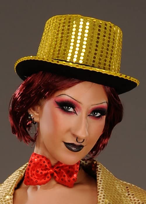 Struts Rocky Horror Columbia Style Showgirl Gold Sequin Top Hat
