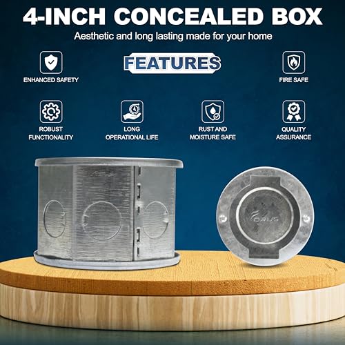 Image of Forus 4-Inch Conceal Box - Flush Mount Electrical Box, Durable GI Metal Concealed Wall & Ceiling Wiring Box, Compact Indoor Electrical Enclosure for Secure Wiring Pack of 1 PC