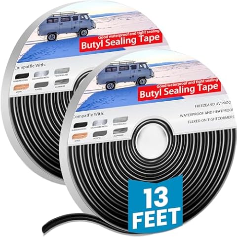 Butyl Sealant Tape, 3/8''×13'Headlight Sealant, 2 Rolls Butyl Rubber Sealant,Promote Sealing Purpose- ​autty Tape for Automotive (Car, RV, Marine) for Installing Car Part Cover