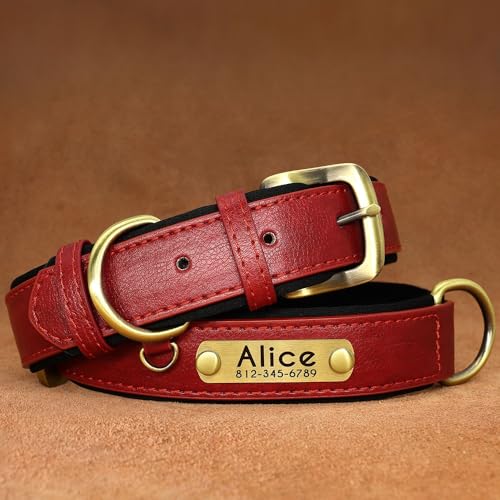 Hundehalsband aus Leder, mit tiefer Gravur, für kleine, mittelgroße und große Hunde und Katzen, personalisierbar
