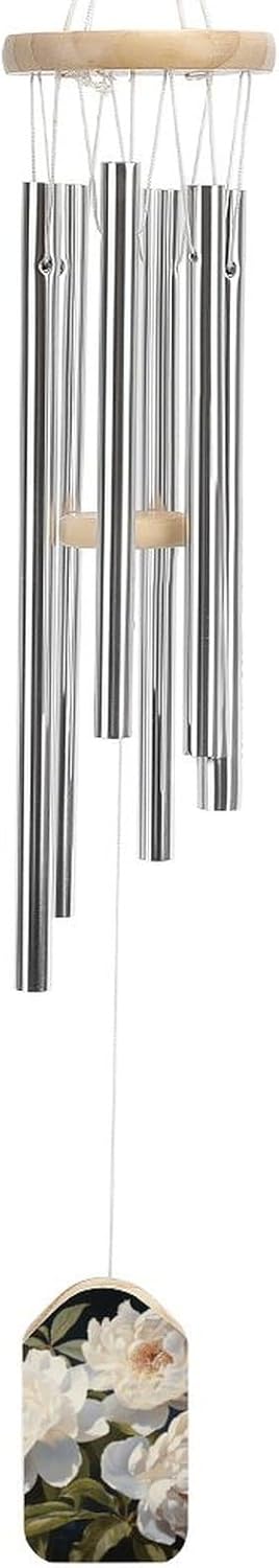 Wind Chimes for Outside Deep Tone White Peony Elegant Wind Chimes with 6 Tuned Tubes Memorial Wind Chime Soothing Melodic Tones Windchimes for Garden Patio Porch Home