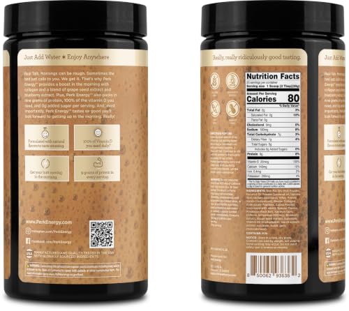 Image of Perk Energy Drink Mix (Tan Mocha Latte) 20 Servings - Caffeinated Healthy Coffee Alternative with Protein, 100mg of Caffeine, Gluten-Free, Soy-Free, Peanut-Free