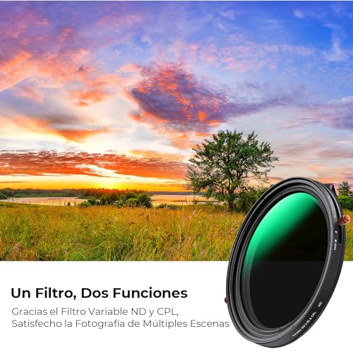 K&F CONCEPT 55mm Filtro Variable ND2-32 y Polarizador 2 en 1, ND2-32 Filter Densidad Neutra & CPL con 24 Capas Revestimiento Nano para Cámara Lente (Nano-D Serie) - imagen 3