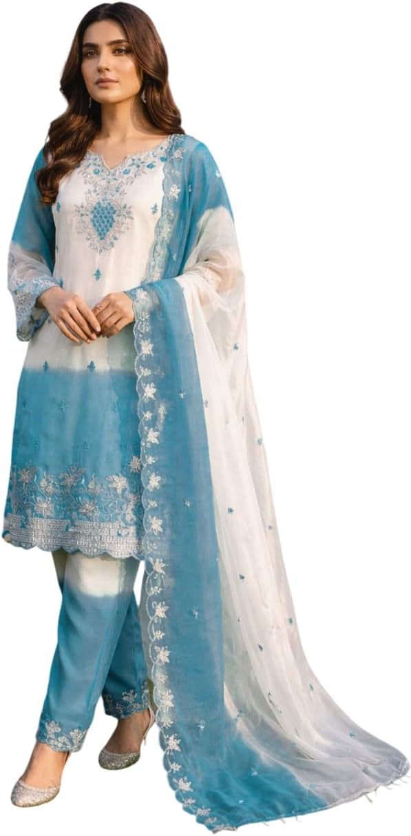 Women’s Eid Special Salwar Kameez Set with Pants & Embroidered Dupatta
