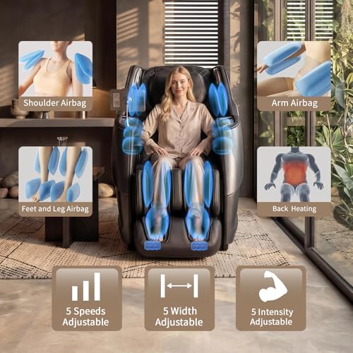 HealthRelife Neue Auflage 2026 Business Class Massagesessel Ganzkörpermassage mit Körperscan Shiatsu Automatischer Wadenstützverlängerung und Wadenknetmassage (Schwarz-Grau)