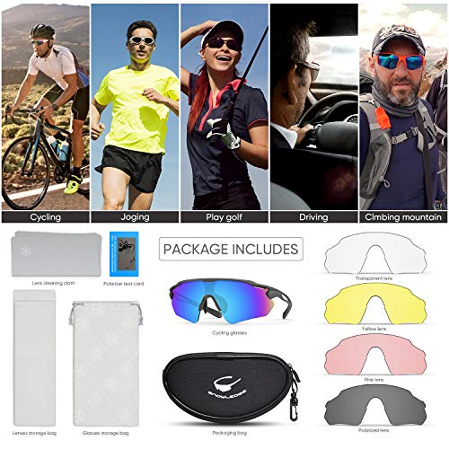 Óculos de sol esportivo TR90 com armação inquebrável polarizada, óculos de bicicleta para homens e m