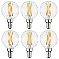 Arberlic G16.5 Light Bulb,4W E12 LED Bulb dimmable Equivalent E12 Candelabra Bulb 40 Watt,Warm White 2700K,400lm,CRI85+,AC120V,Edison Style,Clear Glass,ETL Listed,Pack of 6