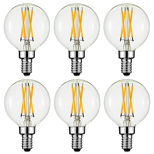 Arberlic G16.5 Light Bulb 4W E12 LED Bulb dimmable Equivalent E12 Candelabra Bulb 40 Watt Warm White 2700K 400lm CRI85+ AC120V Edison Style Clear Glass ETL Listed Pack of 6