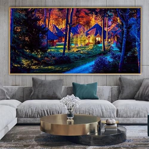 Broderie diamant 60x130cm Maison des Bois Bleus kit complet DIY