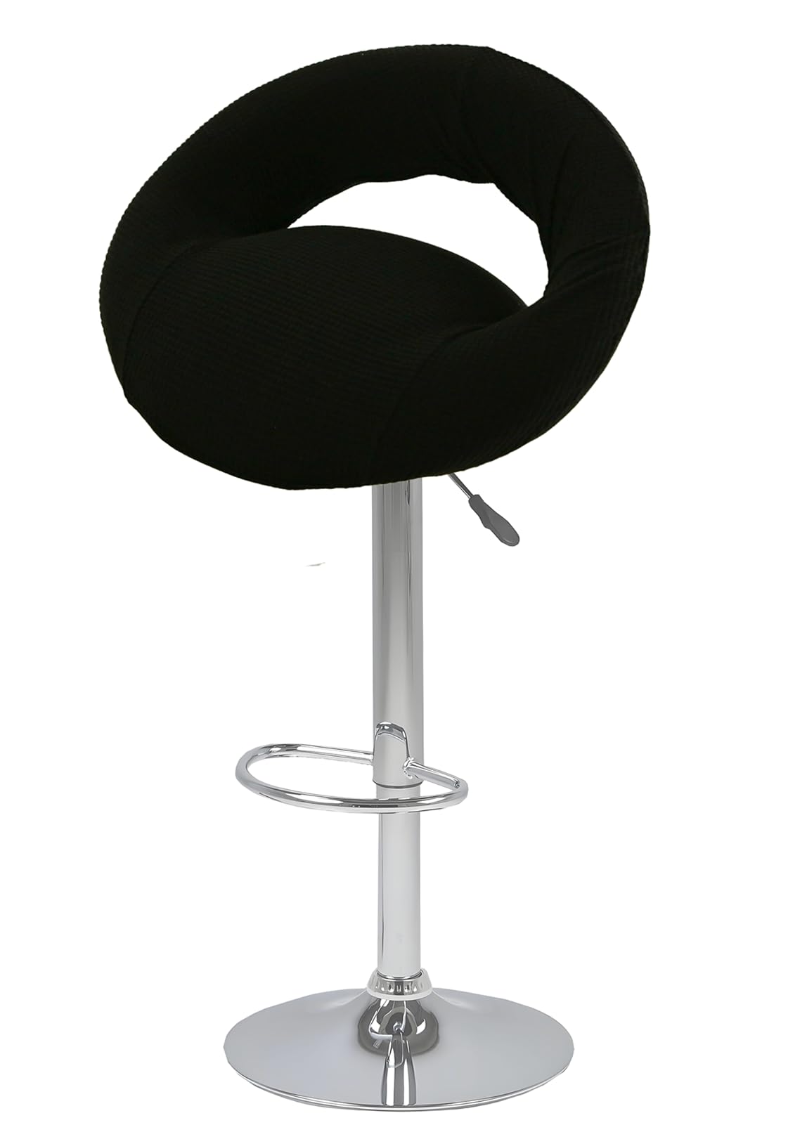 Liwlliua Black A Swivel Bar Stool Chair Covers, Hollow Backrest Stretch Chair Cover Slipcovers For Round Curved Back Vanity Chairs Bar Stools, Washable Kitchen Chair Slipcovers,,2Pcs