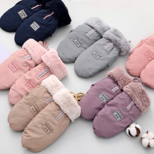 MJEMS Plush Mittens Women's Winter Gloves Warm Lining Mittens- Cozy Wool Knit Thick Gloves Novelty Mittens Winter Cold Weather Accessories Knitted Warmest Double-Layer