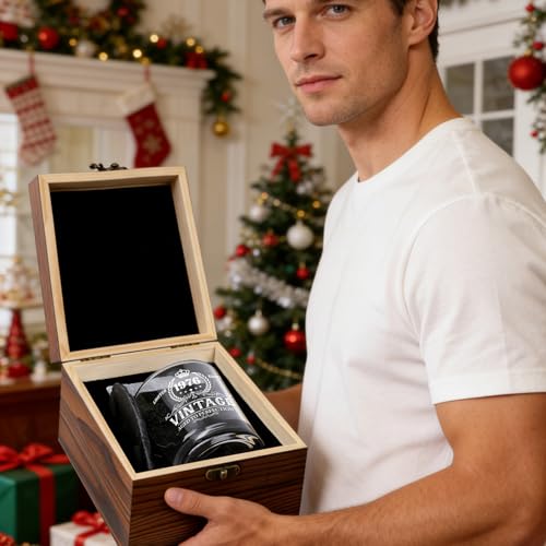 Luvart 50th Birthday Gifts for Men - Vintage 1976 Whiskey Glass Tumbler Wood Box Whiskey Stones Back in 1976 History Card Coaster Birthday Gift Set for Men Him Husband Dad 50 Year Old Party - Image 3