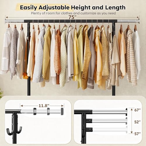 Raybee 75"W Heavy Duty Clothes Rack 450 LBS Rolling Garment Rack with Shelf by Raybee - Used condition - Image 4