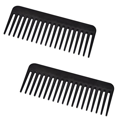 2 Pcs Wide Tooth Comb Massage Hair Comb Black