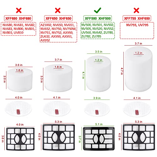 Image of Leadaybetter Filter Replacement for Shark Rotator Pro Lift-Away NV500, NV501, NV502, NV505, NV552, NV642, UV560, ZU780, ZU782, ZU785. Compare to Part # Xff500 Xhf500, 2 + 4 Foam & Felt Filters