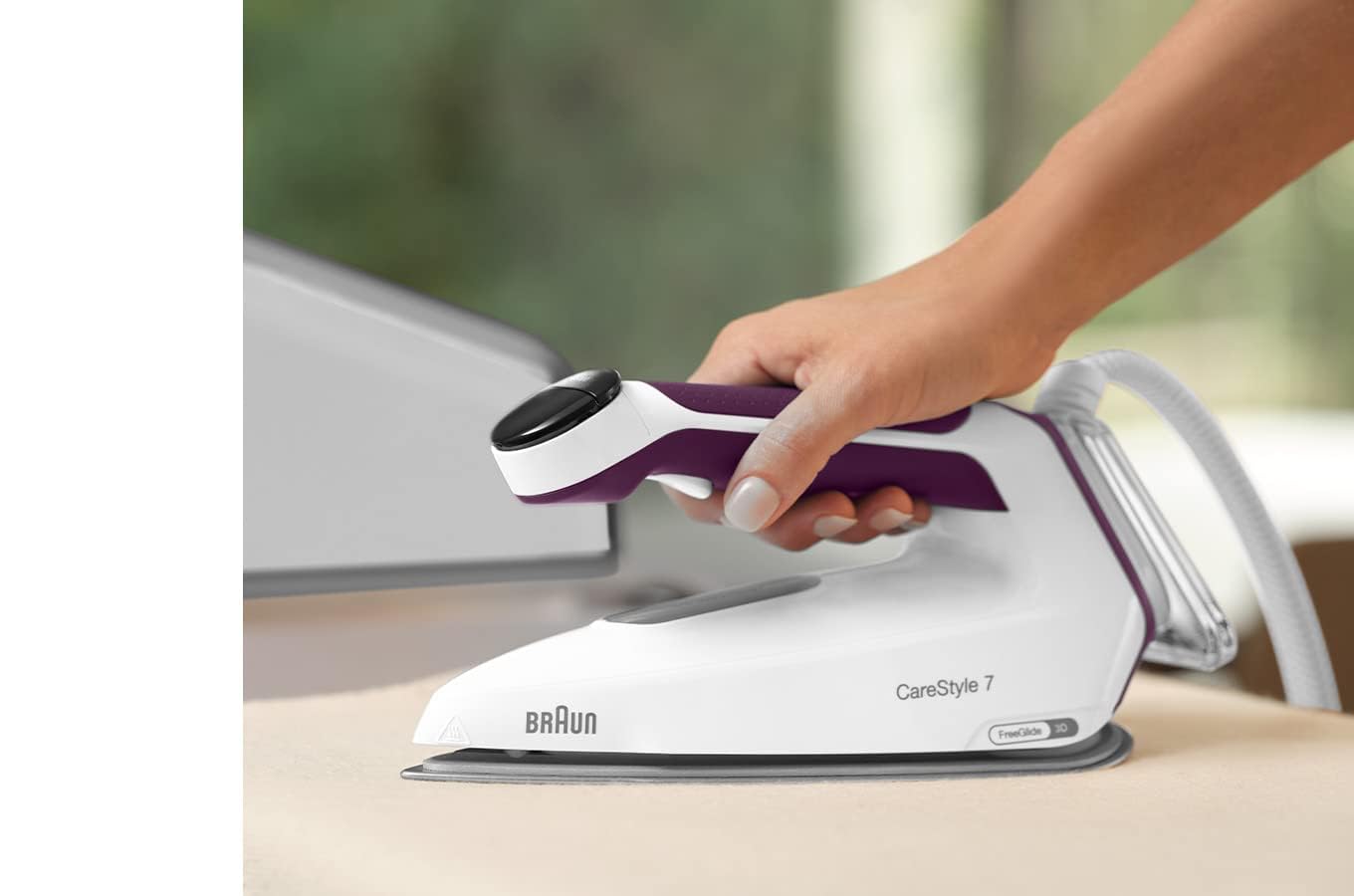 Braun CareStyle 7 Pro IS 7266 VI stacja parowa, FreeGlide 3D, funkcja iCare, iMode i pionowej pary, FastClean, uderzenie pary 550 g/min, zdejmowany zbiornik na wodę 2 l, 2700 W, biało-fioletowa