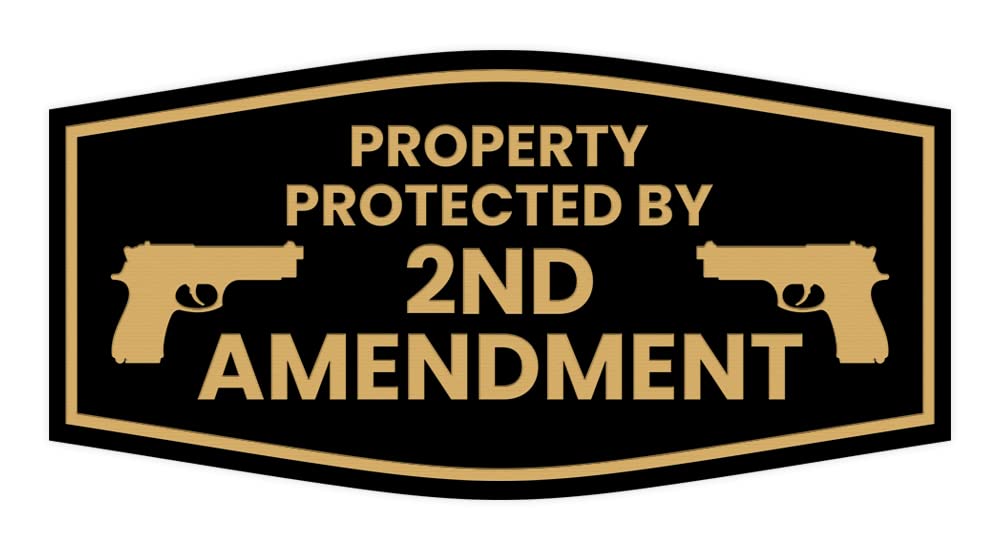 Panneau 2nd Amendment sign noir et doré chic pour maison S - 8