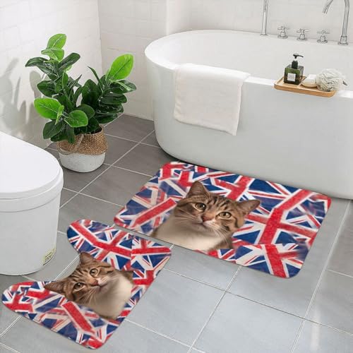 Tapis de bain absorbant chat en U et ensemble de douche doux antidérapant - 2
