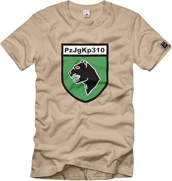 PzJgKp 310 Tank Hunter Company Crest T-Shirt #1374 - Beige - -Large
