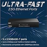 TRENDnet 5-Port Unmanaged 2.5G Gaming Switch, TEG-S350, 5 x 2.5GBASE-T Ports, 25Gbps Switching Capacity, Ethernet Splitter, NDAA & TAA Compliant, Fanless, Wall Mountable, Lifetime Protection, Black - Image 3