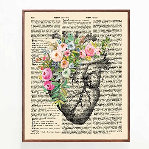 Heart Floral Anatomy Print, Vintage Anatomy Floral Heart, Medical Wall Art, Cardiologist Gift Idea, Medical School, Medical Decor, Heart Poster, Cardiology Decor, Ready For Framing (11X14 Inch) #TOP3