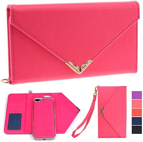 iPhone 7 Plus Wallet Case, Rejazz [Rosered] Envelope Flip Handbag Shell Women Wallet PU Leather Magnetic Detachable Cover Cases with Credit Card ID Holders Wrist Strap for Apple iPhone 7 Plus 5.5" 