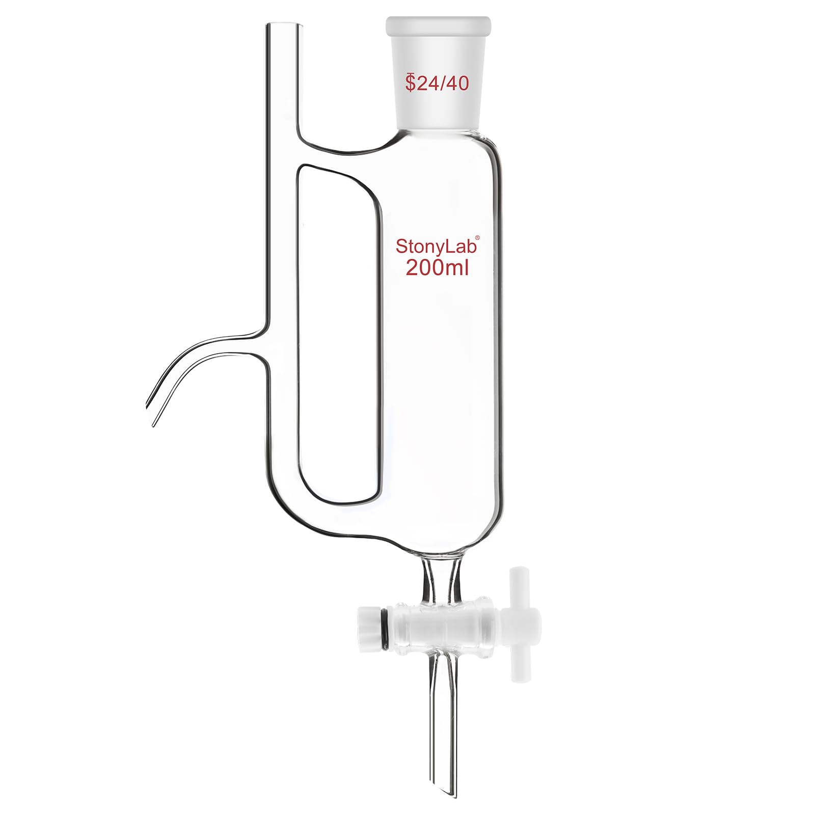 stonylab Séparateur de Réservoir d'huile à Eau avec Joint 24/40, Water Oil Receiver Separator pour Alimentation de Laboratoire, 200ml