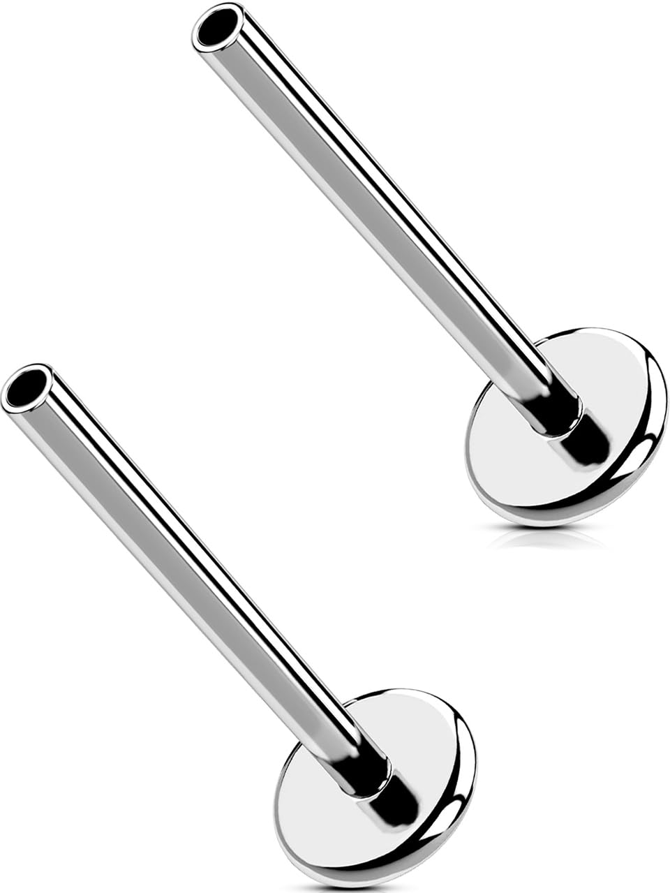 G23 Titanium Flat Back Post (Post Only), Threadless Push Pin &amp; Internally Threaded, 16G/18G/20G, 4.5-14mm, Silver/Gold/Black, Round/Heart/Star/Flower Base for Nose, Helix, Tragus