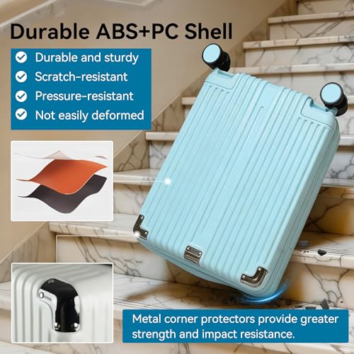 Image of 20 Inch Carry On Luggage with Spinner Wheels,PC Expandable Hard Shell Suitcase with USB Port,Lightweight Travel Luggage Airline Approved for Men Women (Mint blue)