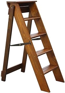 Walnut Wooden Folding Step Stool Ladder for Adults5 Steps Sturdy & SpaceSaving Design Ideal for Home Kitchen and Garden Use