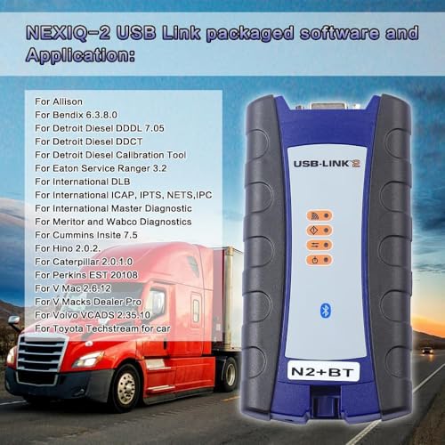 Image of 124032 Universal Heavy Duty Diesel Truck Excavator Diagnostic Scanner forNexiq USB Link 2 for Truck Diagnosis