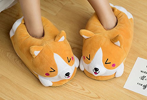 Women's Cute Corgi Dog Non-Slip Warm Plush Slippers2