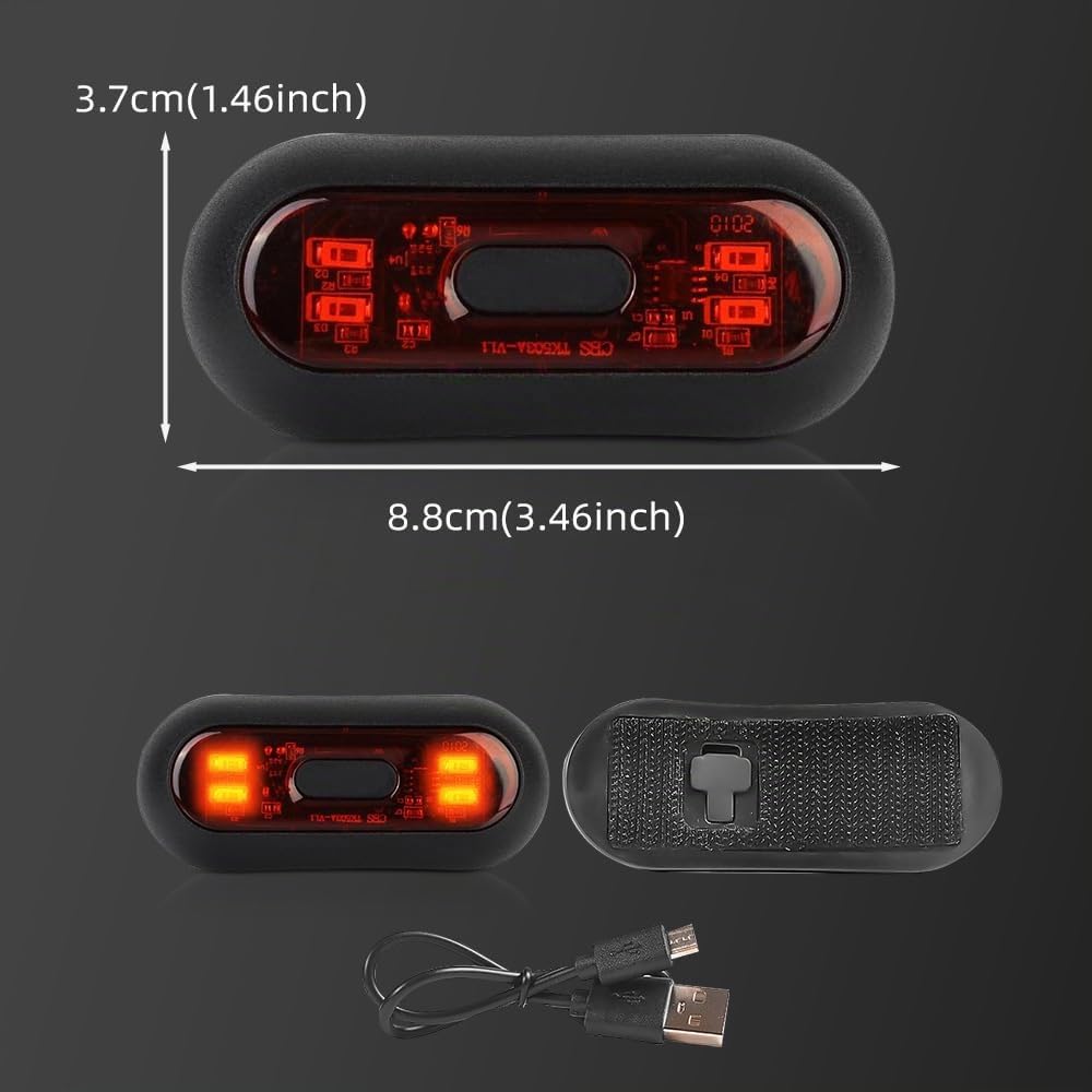 Riloer Luz Trasera LED para Bicicleta Trasera, Luz Nocturna para Casco de Motocicleta, Recargable por USB, para Casco de Bicicleta, Mochila, lámpara Deportiva, Tira de señal de Seguridad