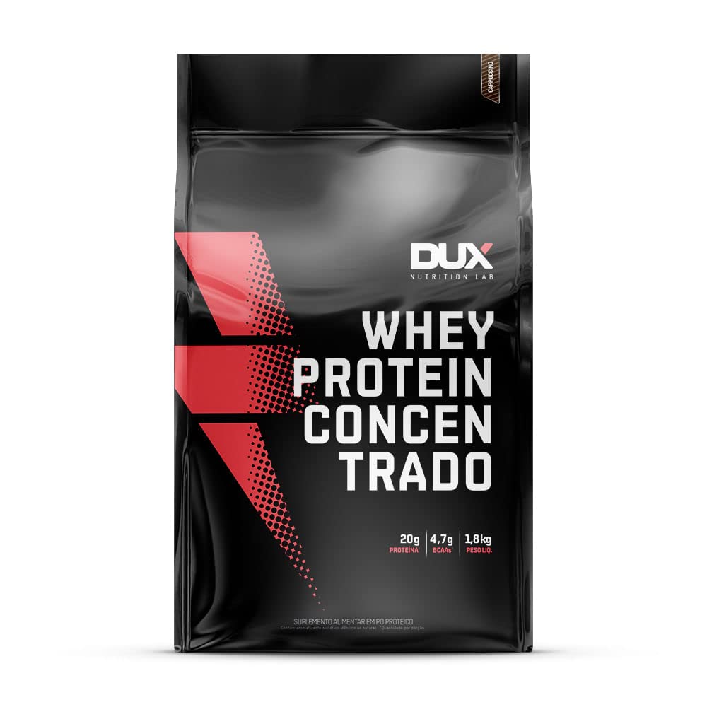 Whey Protein Concentrado Morango 1.8kg - 20g de Proteínas por Porção - Suplementos Naturais, Suplementação Treino Academia, Ganho Muscular Hipertrofia - DUX HUMAN HEALTH - 1.8Kg