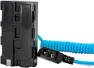 KONDOR BLUE Braided Coiled D-Tap to Dummy Battery NPF Cable Compatible with L-Series SmallHD Monitors LED Lights and More | Black
