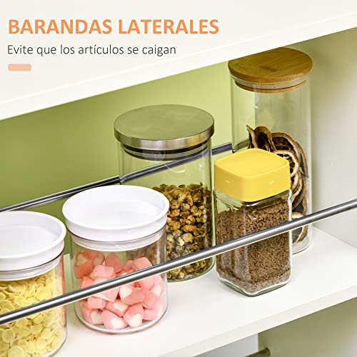 HOMCOM Carrito de Cocina Carrito Verdulero con 1 Cajón y 2 Estantes Abiertos Carro Auxiliar con Ruedas para Comedor Salón Baño 25x50x85 cm Blanco - imagen 4