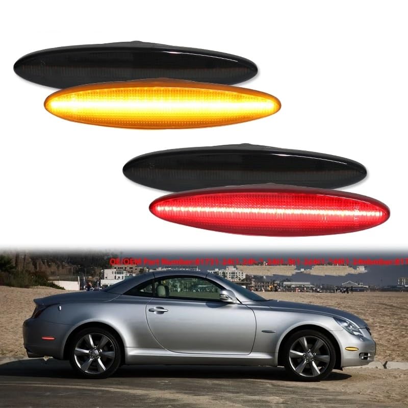 Dinamiche Indicatori Direzione Per Lexus SC 430 Indicatori Di Direzione/Luci Di Guida, Lampade Di Posizione Laterali OEM 2002-2010 Luce Di Posizione Laterale A LED T10 Color Ambra/rosso(2pc Smoked whi