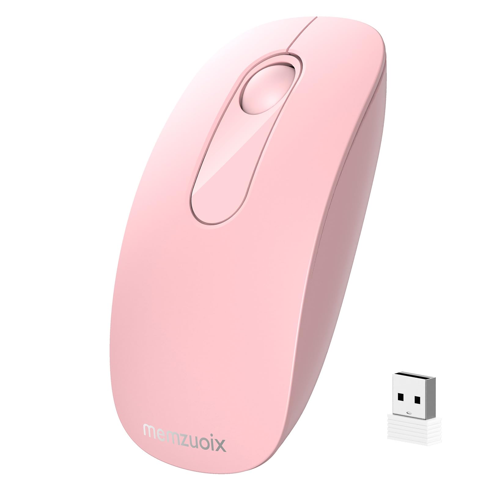 View 1 of memzuoix 2.4G Wireless Mouse, Ergonomic, Pink