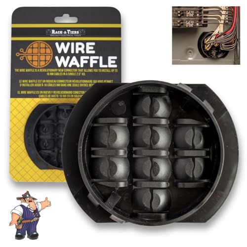 Image of Wire Waffle Connnector for 2.5 inch KO's - 1 unit, NM Cable Connector, 16 Cables in 1 Knockout, UL Listed & NEC Compliant (KO25W)