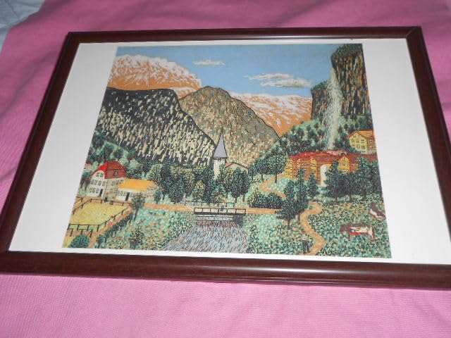 Amazon.co.jp: 山下清「スイス風景」1963年（貼絵）（印刷）読売新聞