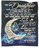 To My Daughter Blanket Ultra Soft Flannel Throw Blankets for Couch Bedroom Sofa Warm Birthday Gifts 50 x 60 in