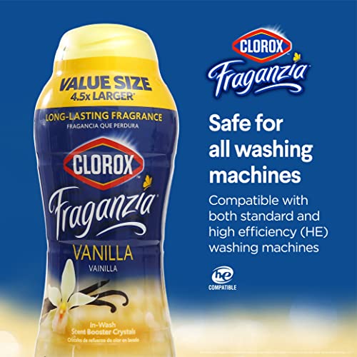 Image of Clorox Fraganzia Laundry Scent Booster Crystals, In-Wash Fragrance Beads for Fresh-Smelling Clothes & Linens, Safe for All Fabrics & Colors, Easy-Pour Bottle, Vanilla Scent, 70 Oz