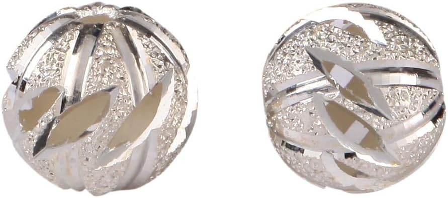 20pcs Adabele Authentic 925 Sterling Silver 8mm Sparkle Diamond Cut Filigree Flower Round Beads for DIY Craft Jewelry Making SS348-8