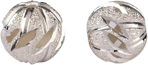 Adabele - 20 cuentas espaciadoras redondas redondas de plata de ley 925 de 0.236 in (0.24 pulgadas) con corte de diamante brillante para