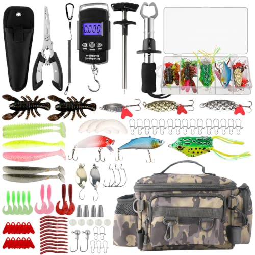 Fishing Tool Kit Fish Lip Gripper Pliers Hook Remover Lures Tackle Box Bag